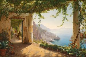 A loggia at Amalfi. by Carl Frederik Aagaard