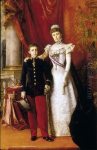 Alfonso XIII y dona Maria Cristina, reina regente