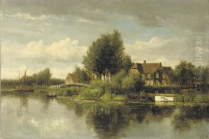 Mansions Along A River In Summer