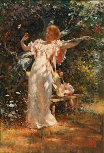Playing with butterflies by Alois Hans Schram