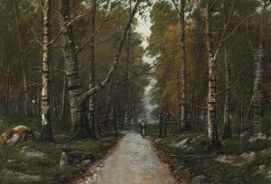 Forest scene with a woman. Forest scene with a woman.
