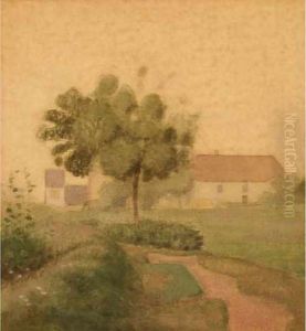 Ferme Dans Un Paysage by Charles Emile Carlegle