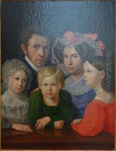 Self-portrait with family by Gustav Adolf Hippius