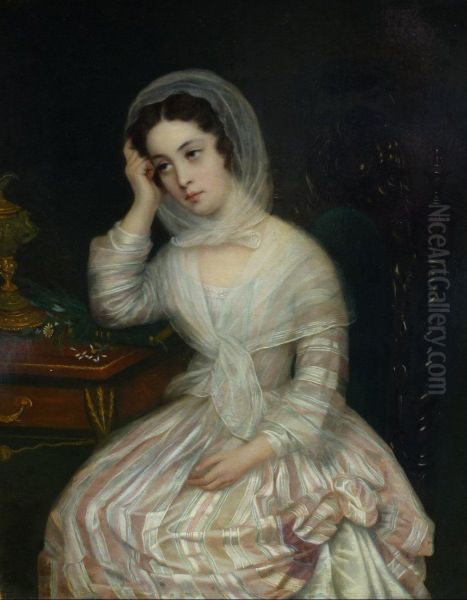 Portrait de jeune femme a la marguerite. - view 1