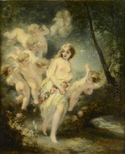 Nymph with Amours by Octave Tassaert