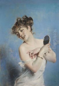Young woman in deshabille (The self-care) by Giovanni Boldini
