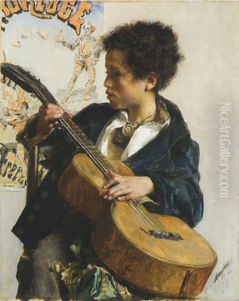 Street urchin with guitar - view 1