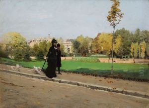 Walk with the dogs by Giuseppe de Nittis