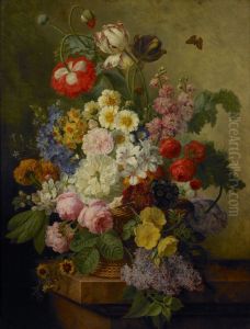 Flowers in a basket by Elise Bruyere