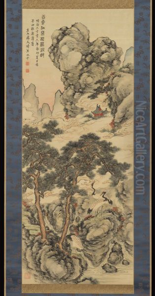 Pines and Cranes of Longevity song he xia ling tu - view 1