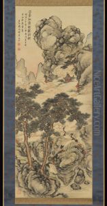 Pines and Cranes of Longevity song he xia ling tu by Tanomura Chokunyu