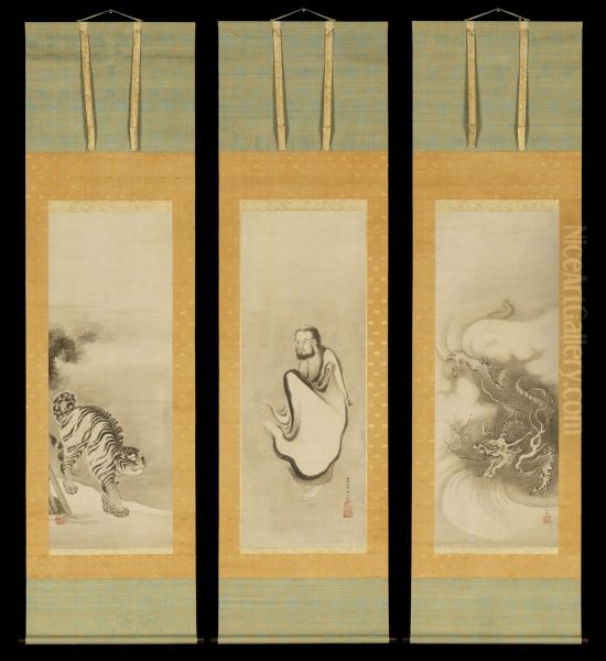 Shakyamuni Emerging from the Mountains, with Dragon and Tiger - view 1