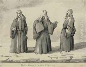 Venetian Senators In Winter Dress by Luca Carlevarijs