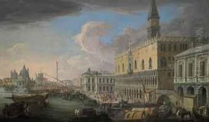 View Of The Molo, Venice, Looking West by Luca Carlevarijs