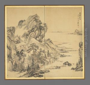 "At leisure in a lakeside grove in autumn" by Hine Taizan