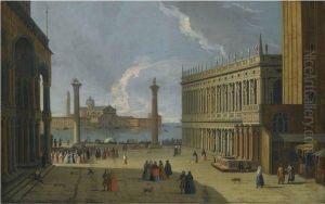 Venice, A View Of The Piazzetta by Luca Carlevarijs