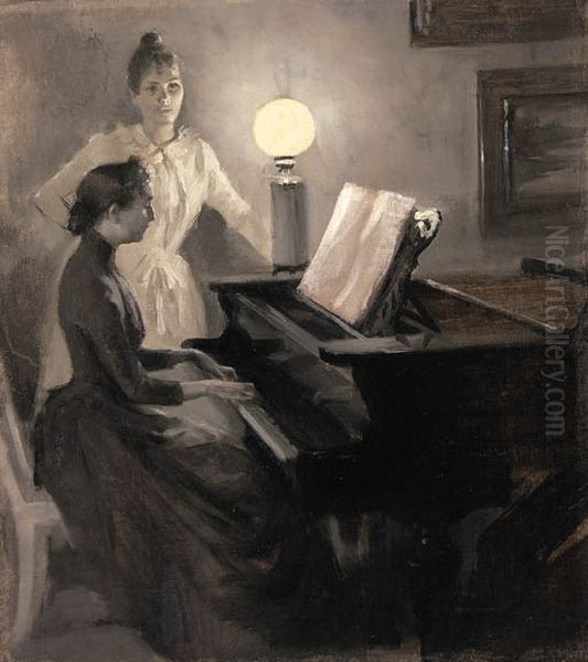 'En ungdomsmelodi', Nuoruuden savelma (At the piano) - view 1