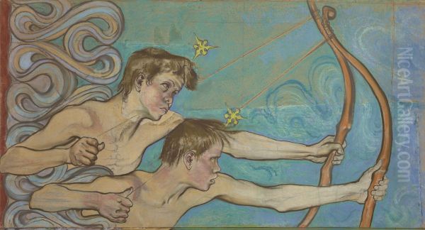 Archers - Fragment of the Composition ,,Fallen Angels". Design to the Painting Decoration in the Franciscan Church in Krakow - view 1