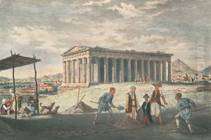 Temple of Theseus in Athens, Athens from the South West. by James Stuart