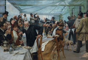 Skandinaviska konstnarernas frukost i Cafe Ledoyen, Paris fernissadagen by Hugo Birger
