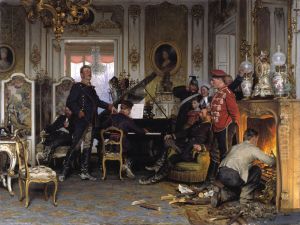 Im Etappenquartier vor Paris(im requirierten Schloss "des Ombrages" Brunoy) by Anton von Werner