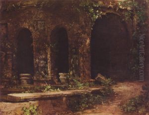 Grotte im Park der Villa d'Este bei Rom by Carl Blechen