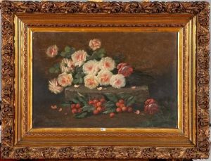 Gerbes De Roses Et Cerises by Max Carlier