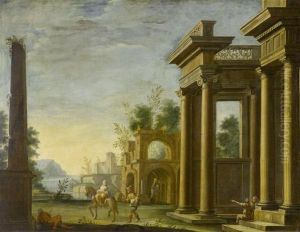Journey To Egypt Set In An Antique Landscape by Alberto Carlieri