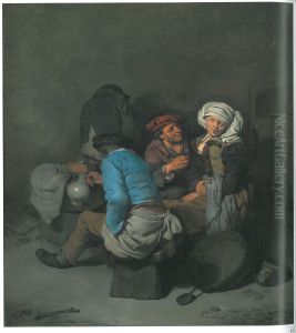 Scene at an Inn with a Woman and Drinking Peasants by Cornelis Pietersz Bega