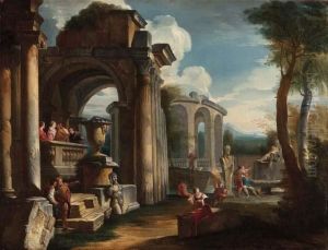 Capriccio Architettonico Con Figure by Alberto Carlieri