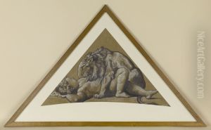 Man fights ferocious animals by Henri Lehmann
