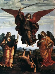Altarpiece of the three archangels by Marco D'Oggiono