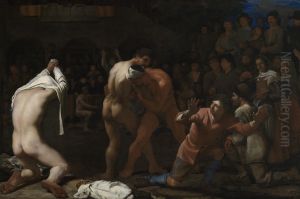 Wrestling match by Michiel Sweerts