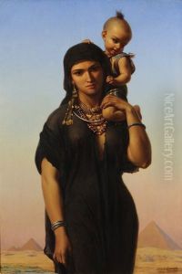 Femme fellah portant son enfant by Emile Vernet-Lecomte