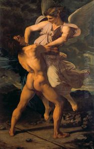 Jacob wrestles with the angel by Paul-Jacques-Aime Baudry