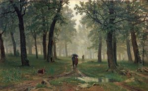 Rain in oak forest by Ivan Shishkin