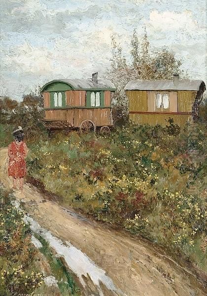Romani Caravans In A Field - view 1