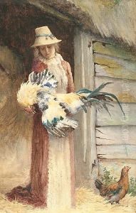 Woman Holding A Cockerel Woman Holding A Cockerel