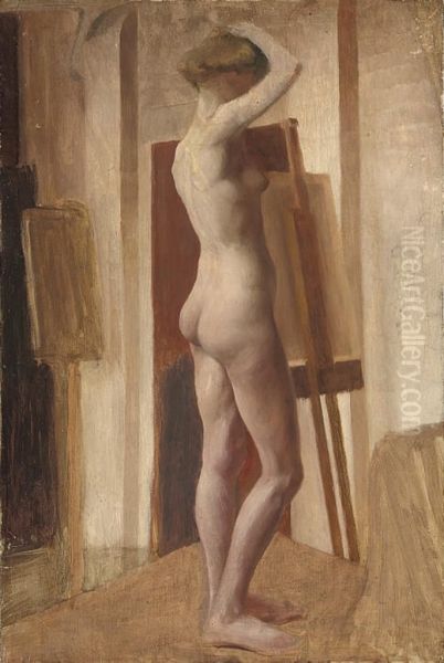 Standing Female Nude In A Studio - view 1