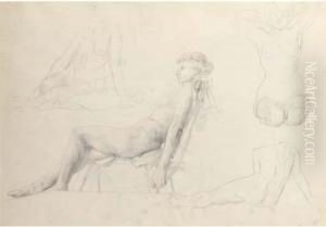 Female Nude; Two Men Fencing; Group Study: Female Nudes; Back View Of A Female Nude; Standing Female Nude; Group Study: Male Nudes; And Male Nudes by Hilda Carline