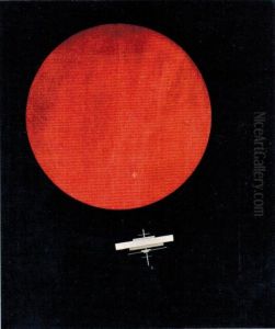 Red Circle on a Black Surface by Ilya Chashnik