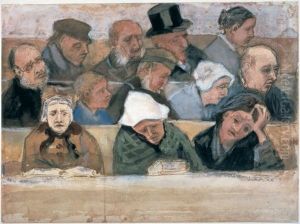 Church Pew with Worshippers by Vincent Van Gogh