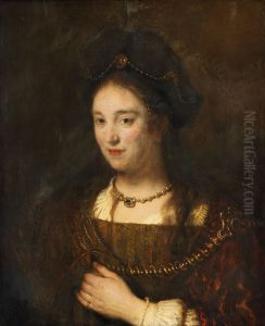 Halbfigur einer Frau mit Barett, Saskia van Uylenburgh Halbfigur einer Frau mit Barett, Saskia van Uylenburgh
