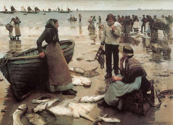 A Fish Sale on a Cornish Beach - view 1