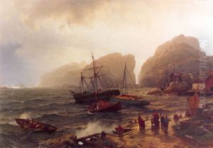 Norwegian Harbor of RefugeorPort of Refuge on the Norwegian Coast by Hans Gude