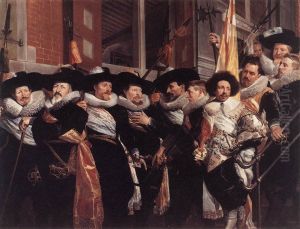 Officers and sub-alterns leaving the Calivermen's Headquarters in Haarlem by Hendrik Gerritsz Pot