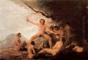 Bildzyklus >>Desastres de la Guerra<<, Szene: Der Kadaver des Jesuiten Brebeuf