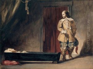 Cromwell Before the Coffin of Charles I by Eugene Delacroix
