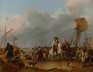 The Arrival of Stadholder-King Willem III (1650- 1702) in the Oranjepolder on 31 January 1691 by Ludolf Bakhuizen