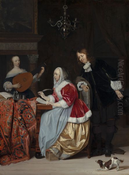 A Young Woman Composing a Piece of Music - view 1